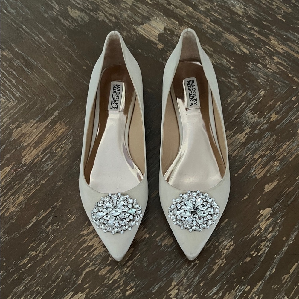 Badgley Mischka Ivory Heels with Crystal Embellishments